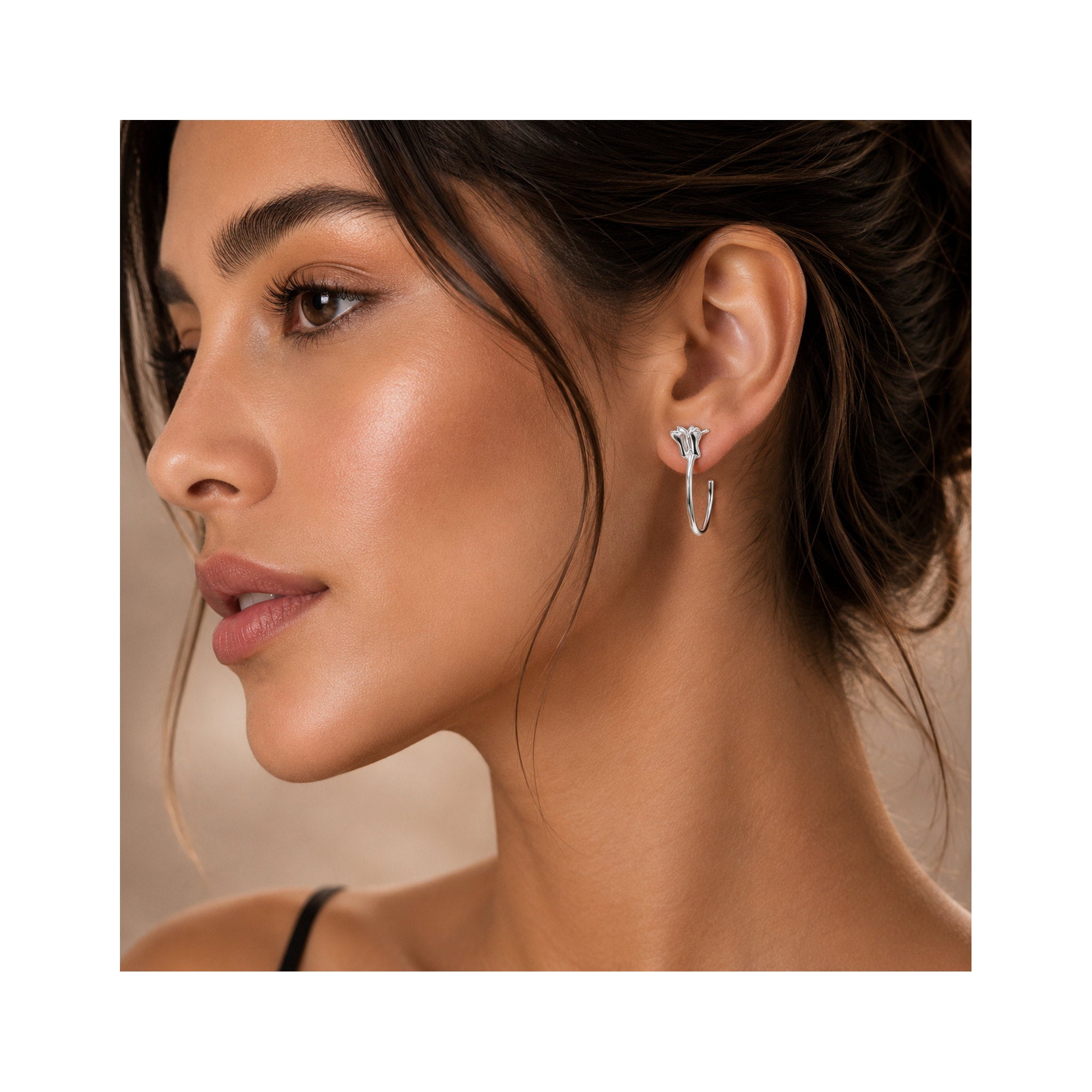 925 Sterling Silver Butterfly Hoop Stud Earrings