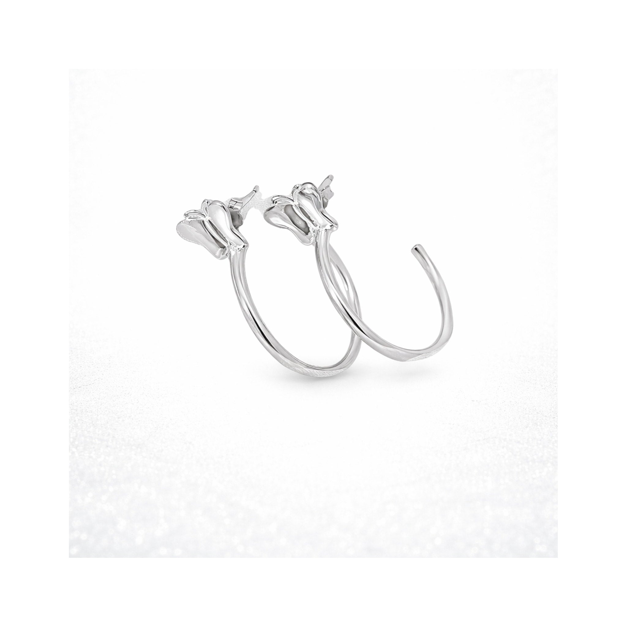 925 Sterling Silver Butterfly Hoop Stud Earrings