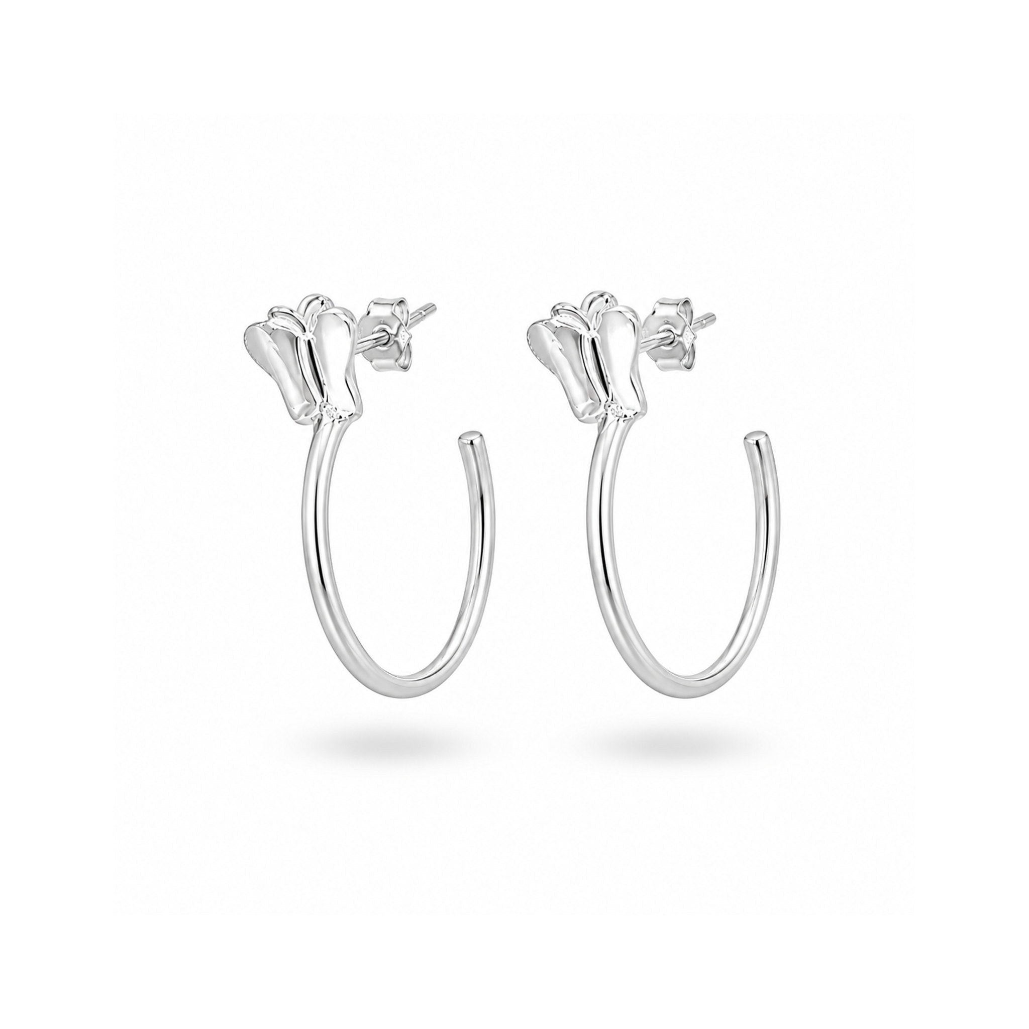 925 Sterling Silver Butterfly Hoop Stud Earrings