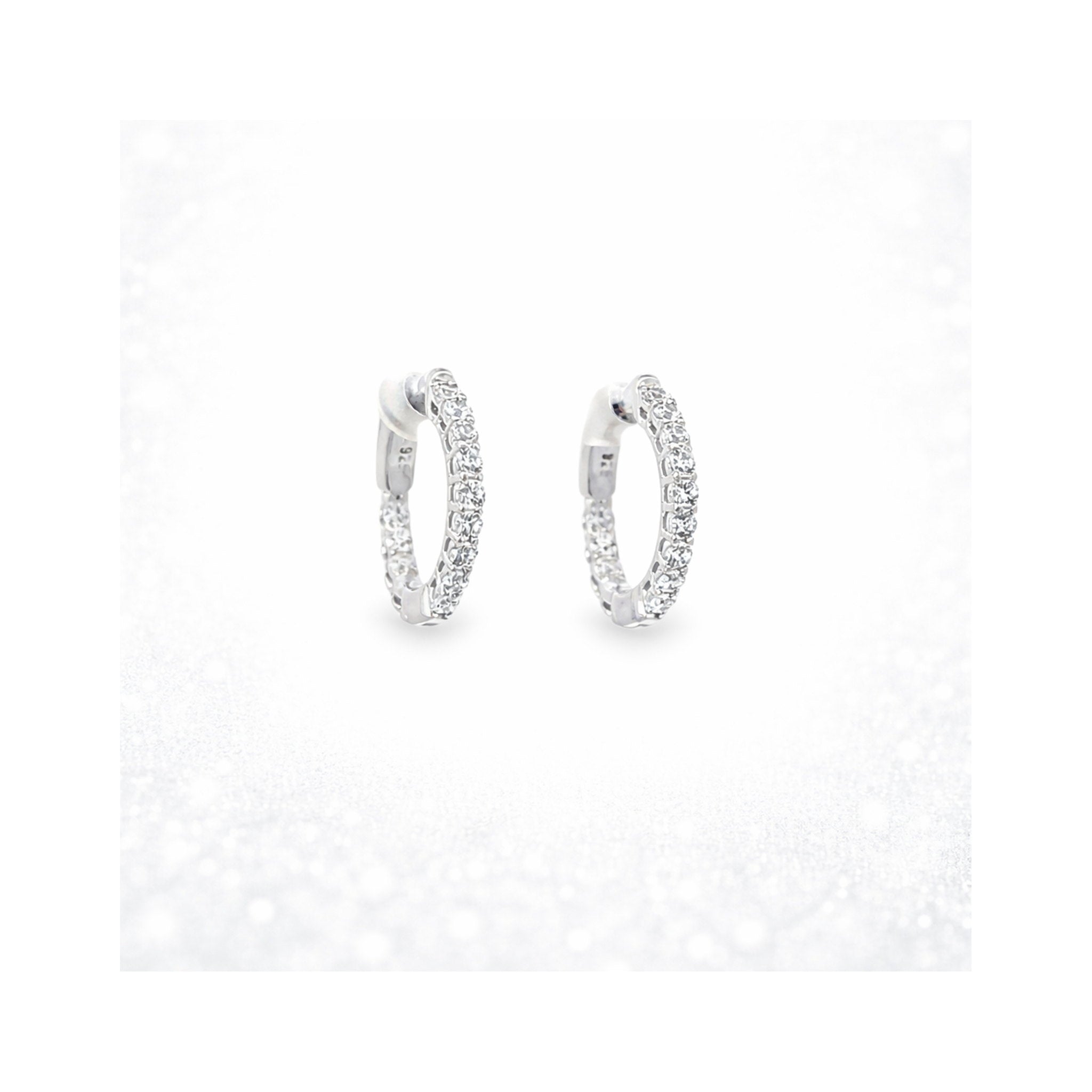 925 Sterling Silver Round Brilliant Cut Zircon Small Hoop Earrings