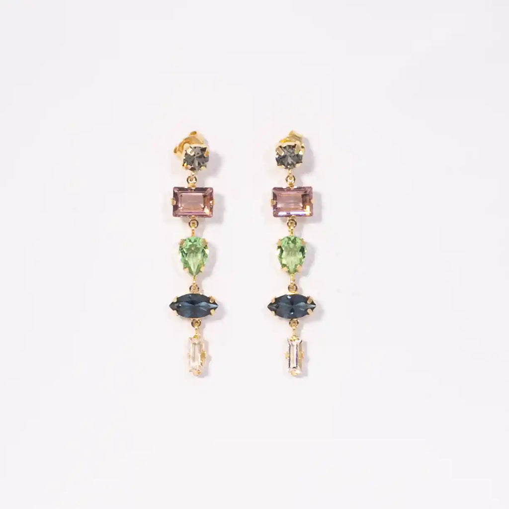 925 Sterling Silver Multi-Color Gemstone Drop Earrings
