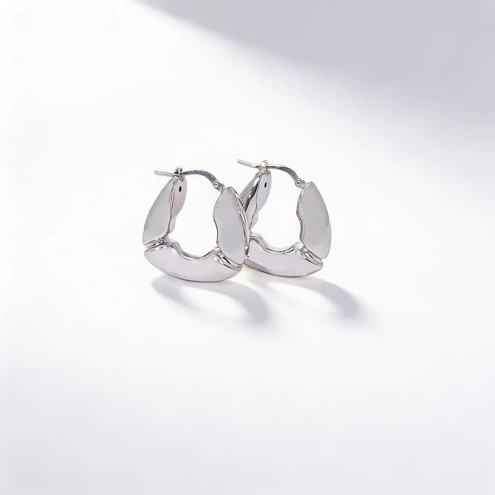 925 Sterling Silver Sculpted Hoop Earrings
