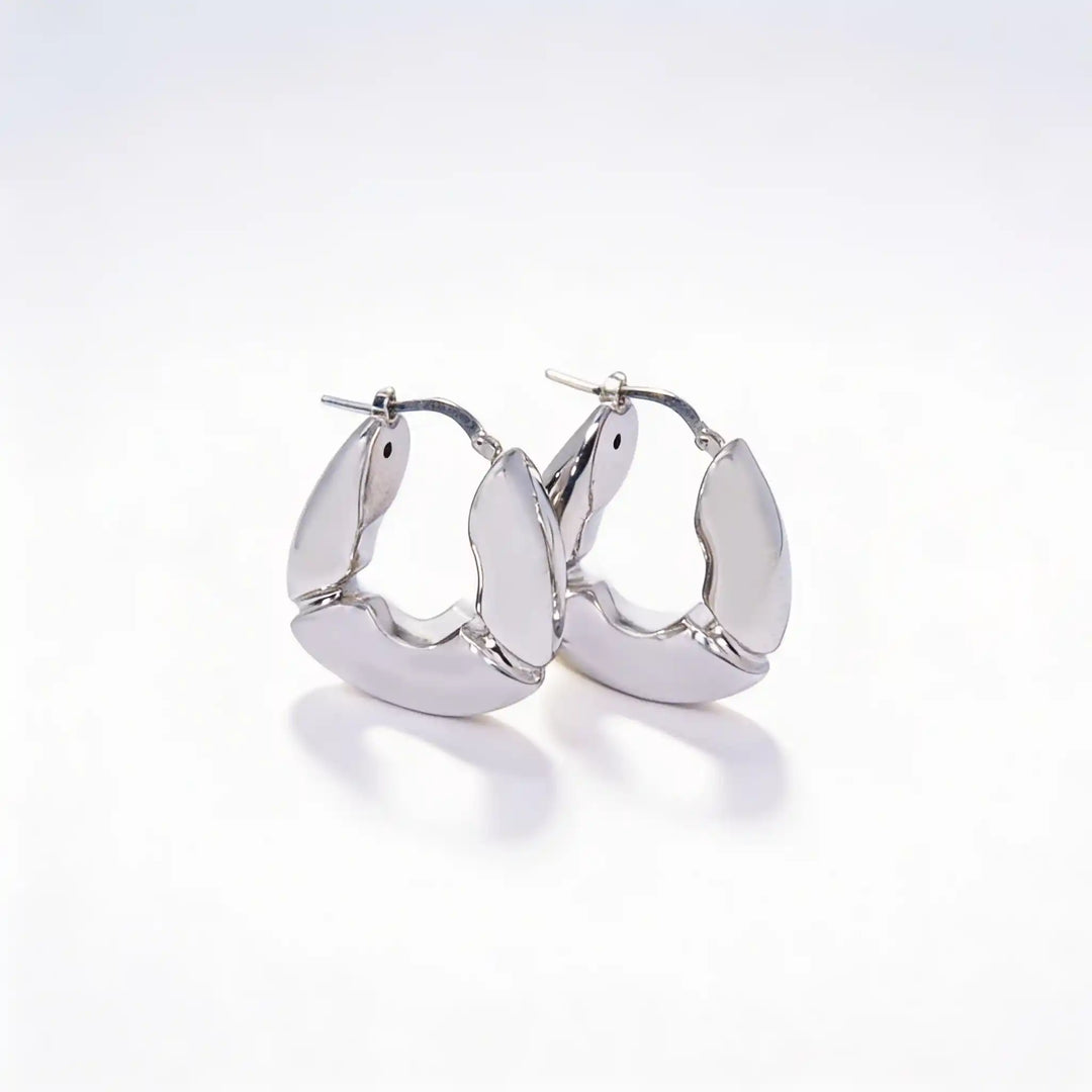 925 Sterling Silver Sculpted Hoop Earrings