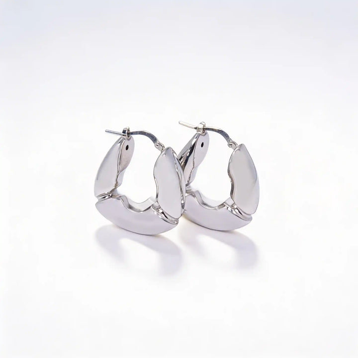 925 Sterling Silver Sculpted Hoop Earrings