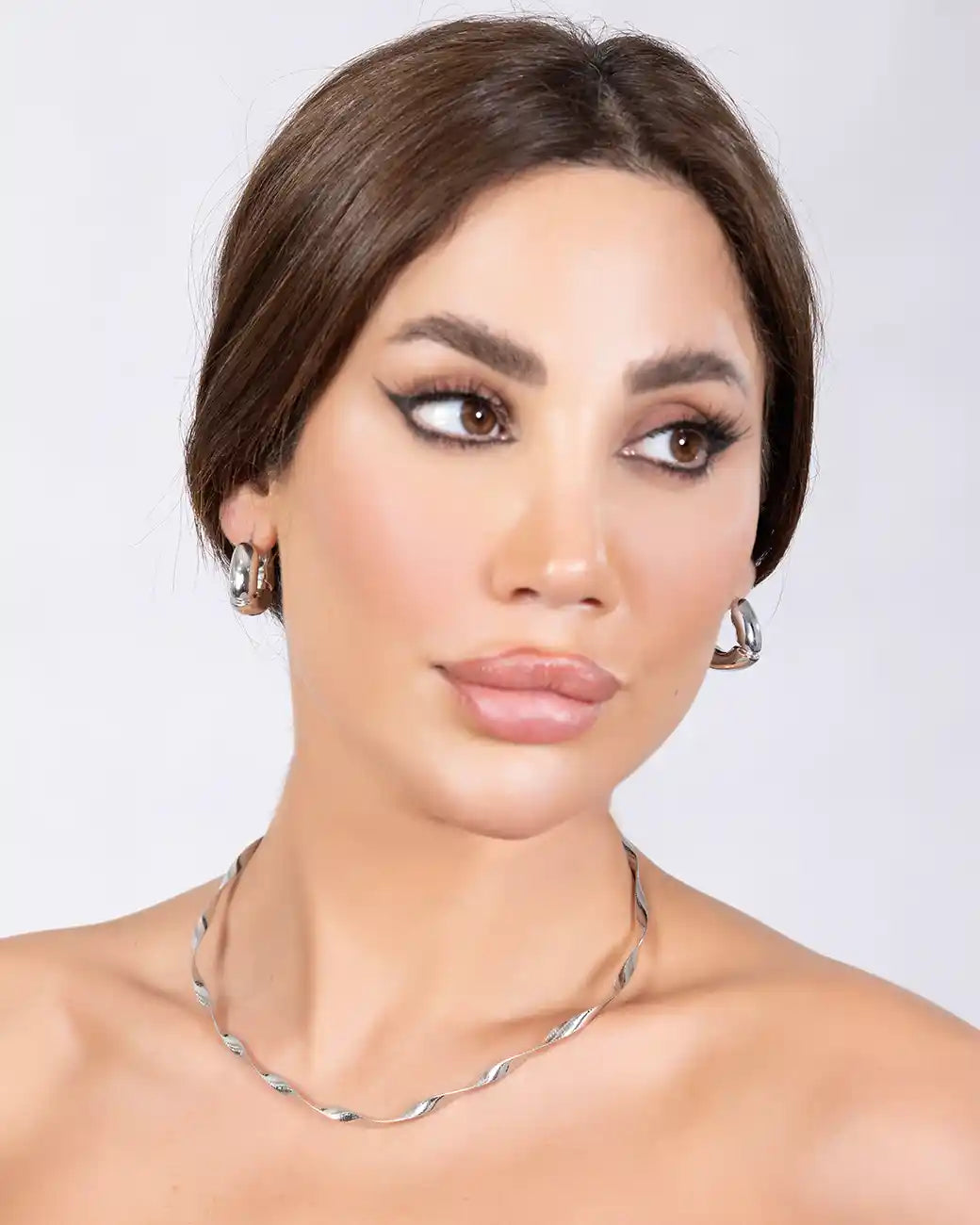 925 Sterling Silver Sculpted Hoop Earrings