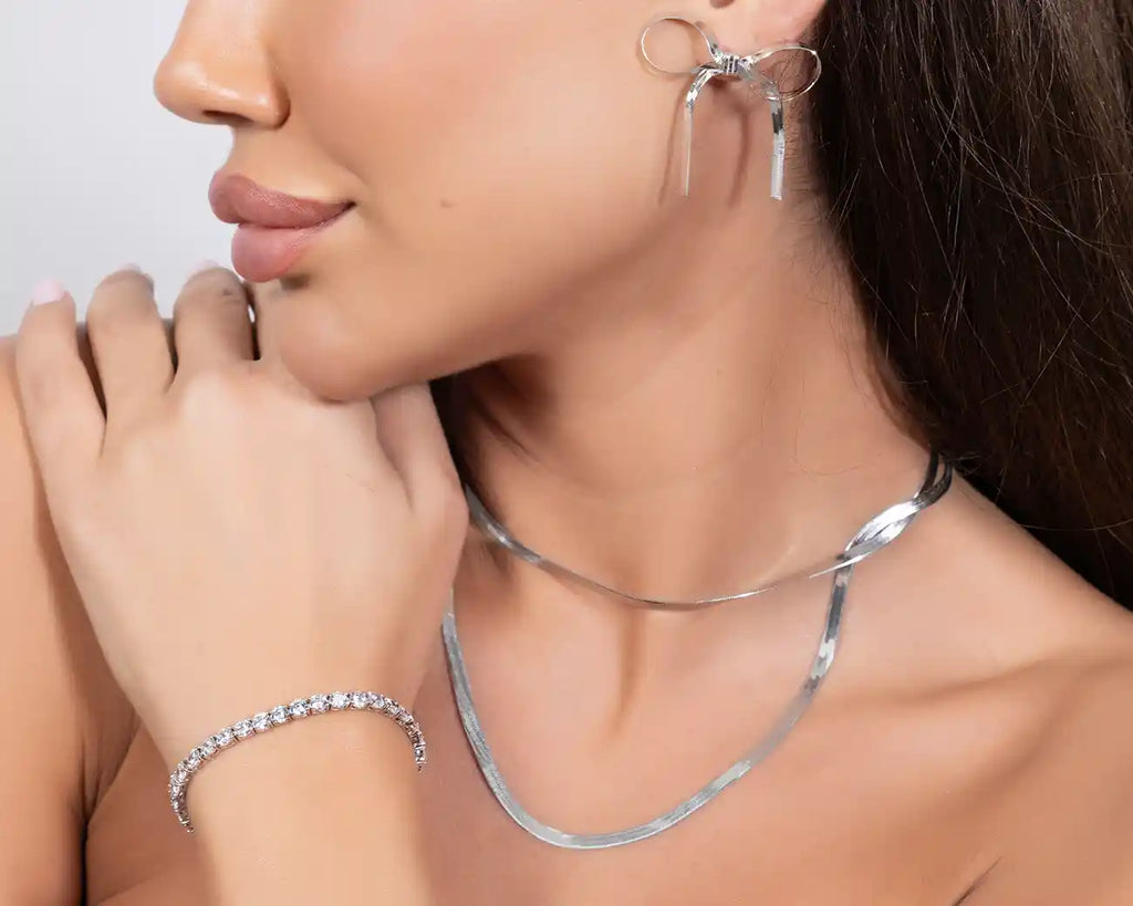 925 Sterling Silver Ribbon Tassel Earrings