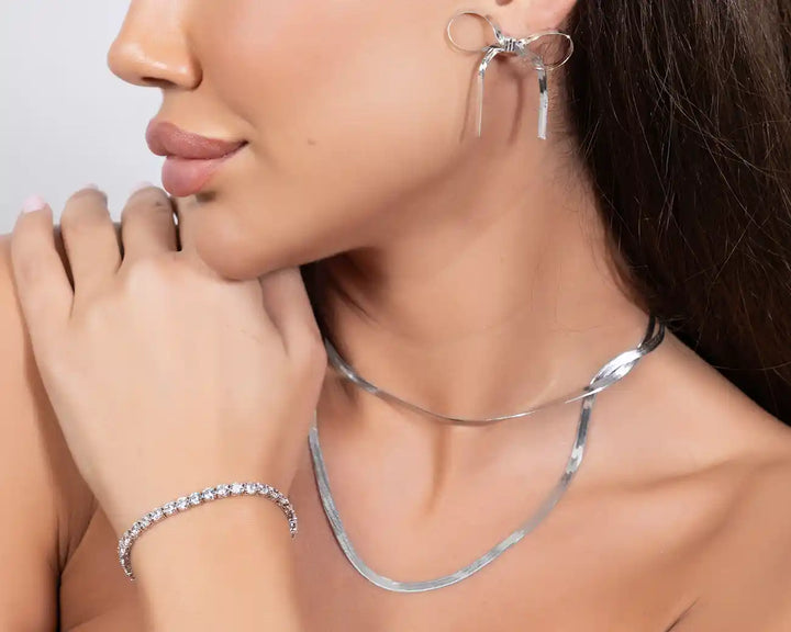 925 Sterling Silver Ribbon Tassel Earrings