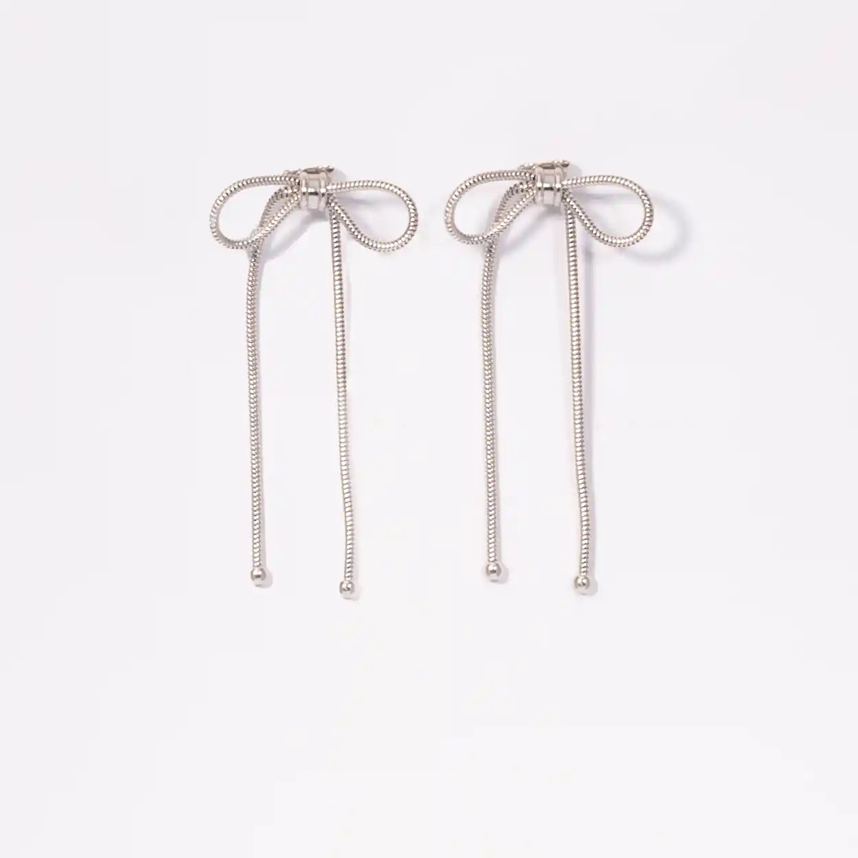 925 Sterling Silver Bow Drop Earrings