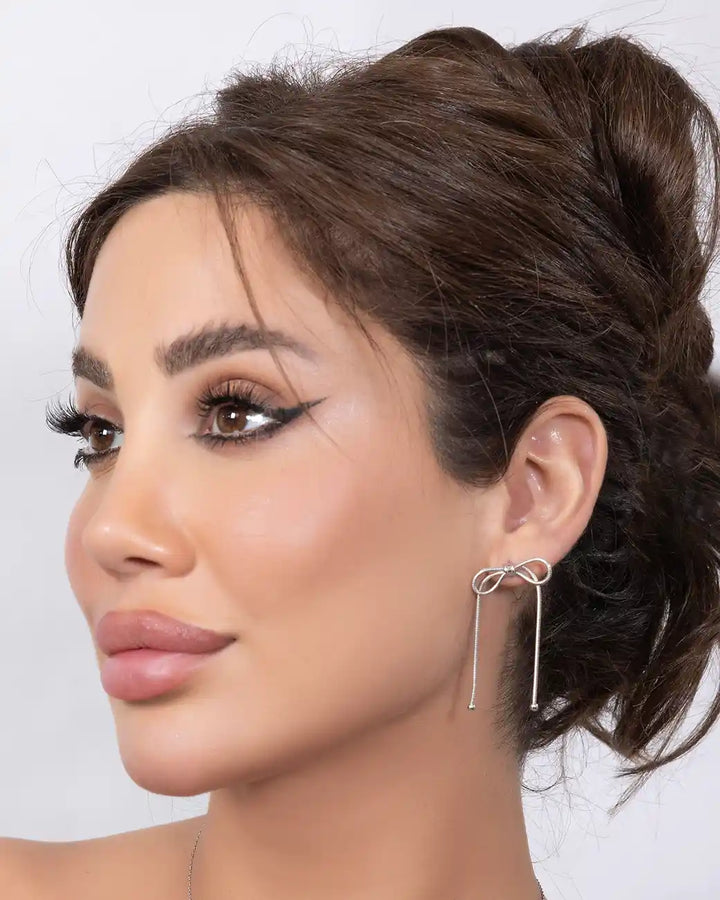 925 Sterling Silver Bow Drop Earrings