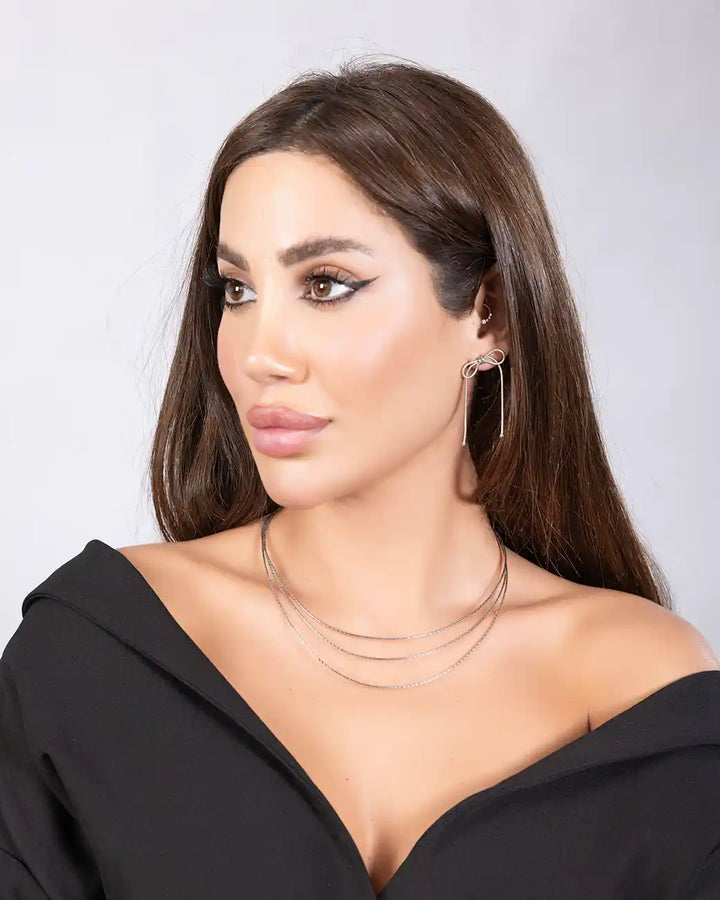 925 Sterling Silver Bow Drop Earrings