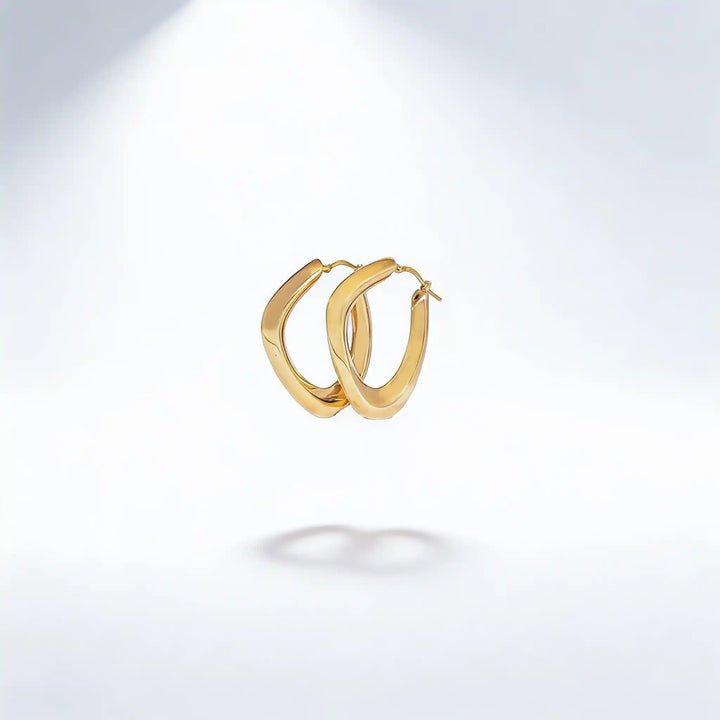 925 Sterling Silver Gold Sculpted Hoop Earrings