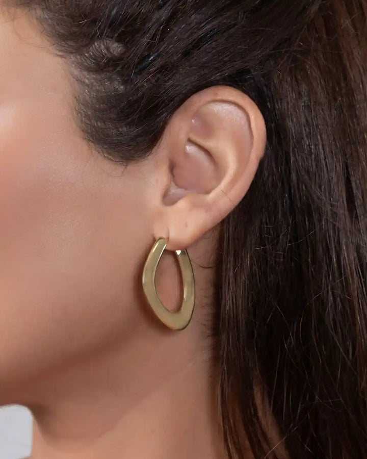 925 Sterling Silver Gold Sculpted Hoop Earrings