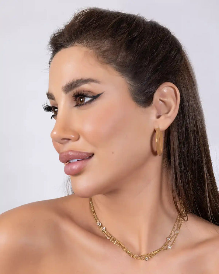 925 Sterling Silver Gold Sculpted Hoop Earrings