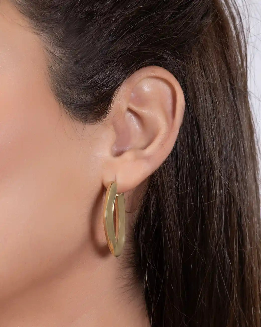 925 Sterling Silver Gold Sculpted Hoop Earrings