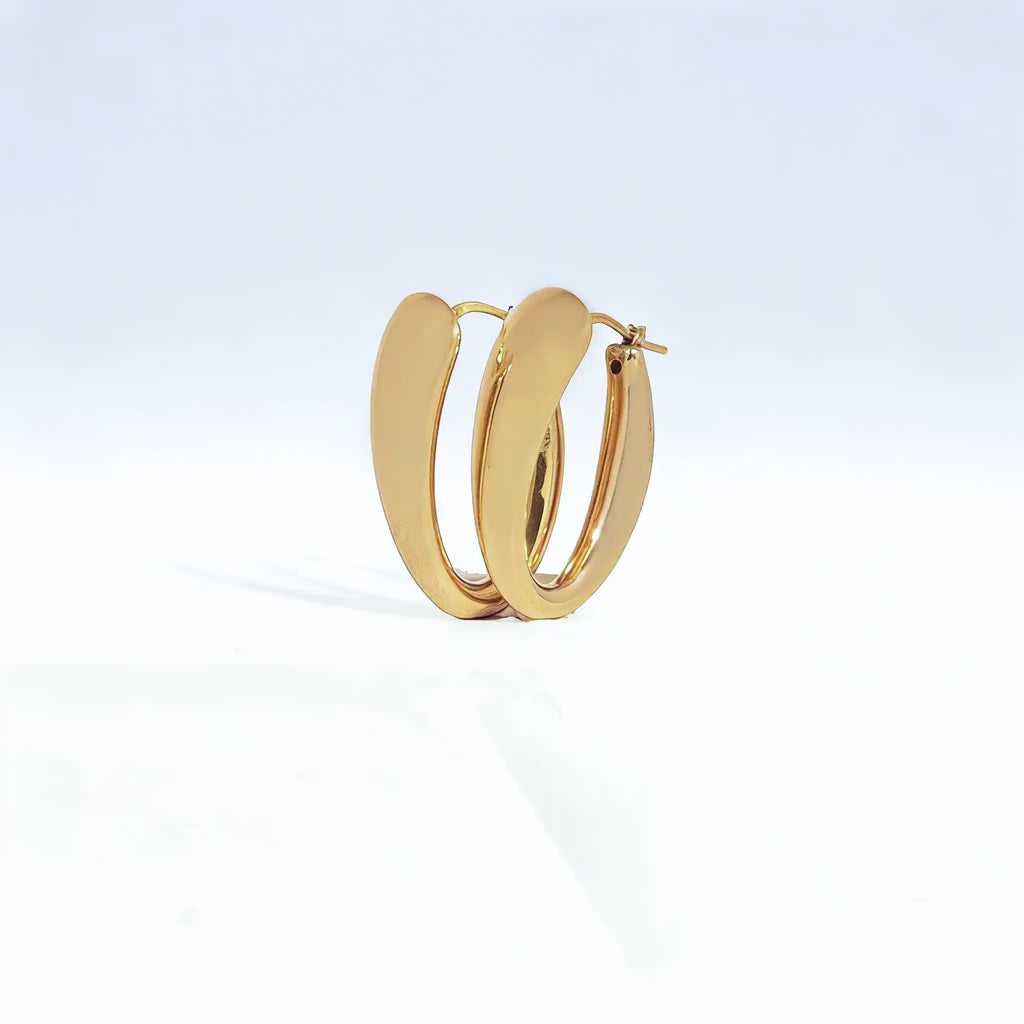 925 Sterling Silver Gold Oval Hoop Earrings