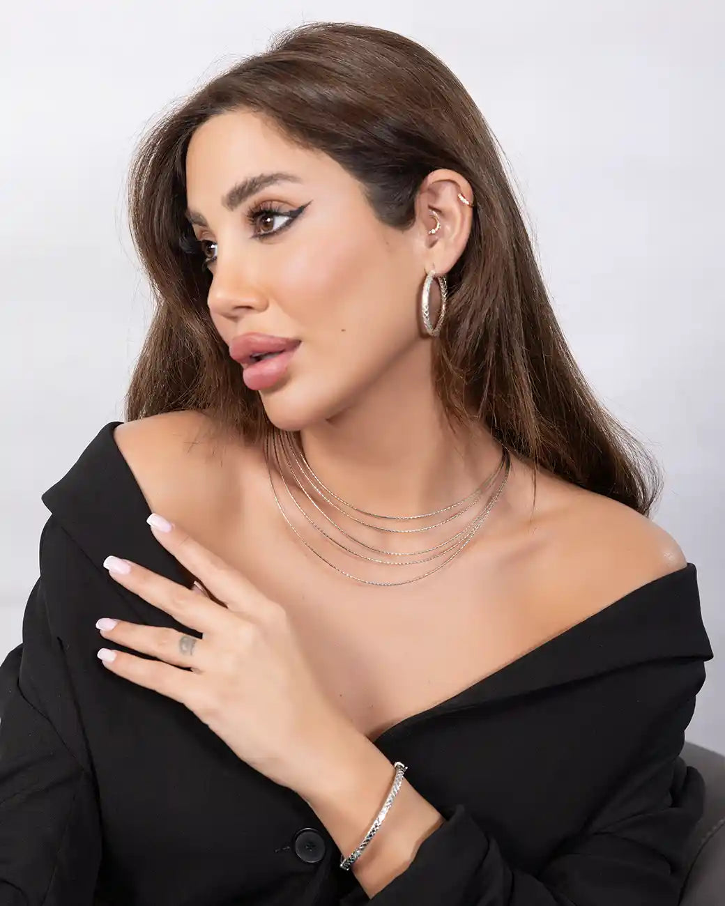 925 Sterling Silver Diamond-Cut Hoop Earrings