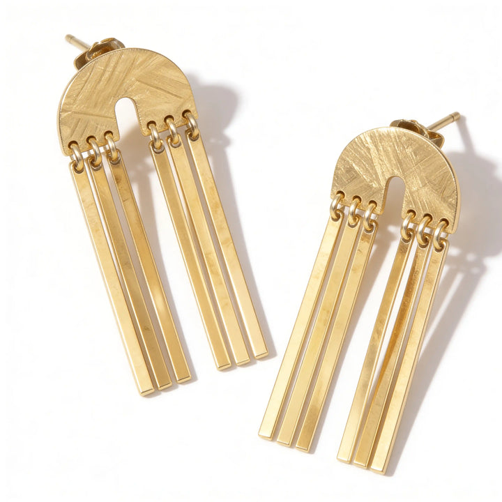 925 Sterling Silver Gold Tassel Earrings