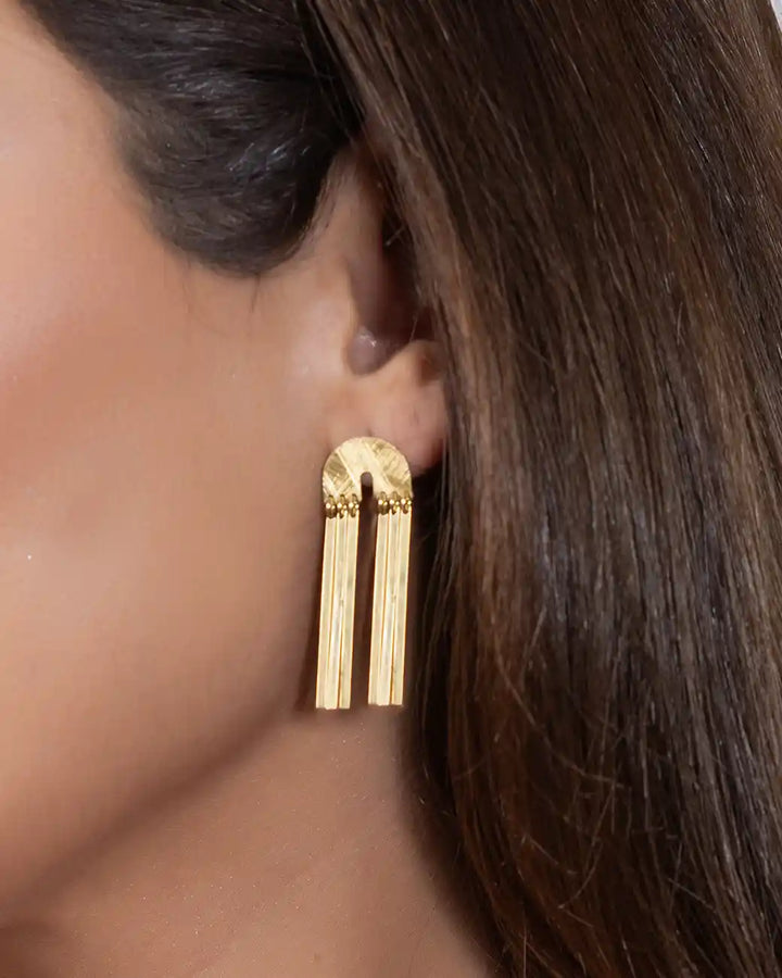 925 Sterling Silver Gold Tassel Earrings