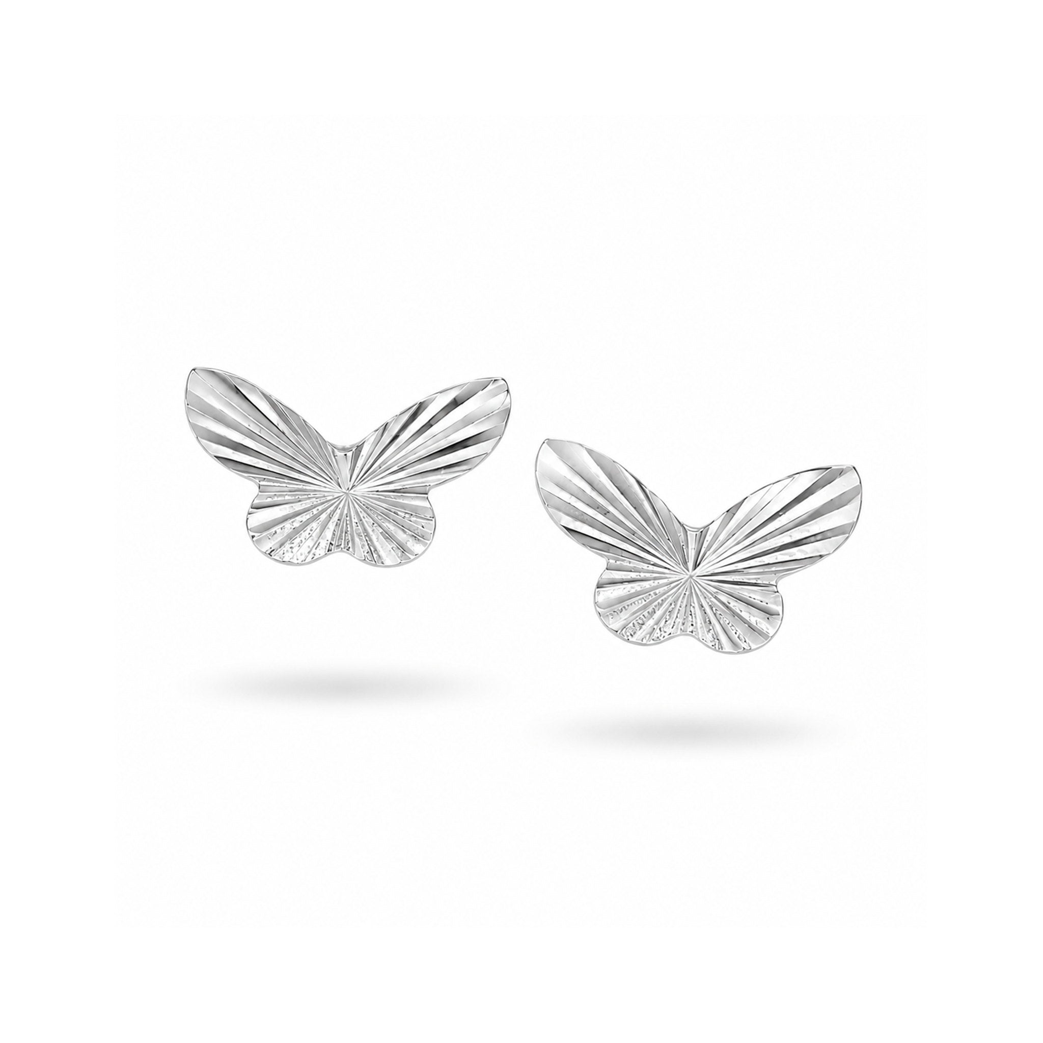 925 Sterling Silver Butterfly Diamond-Cut Stud Earrings
