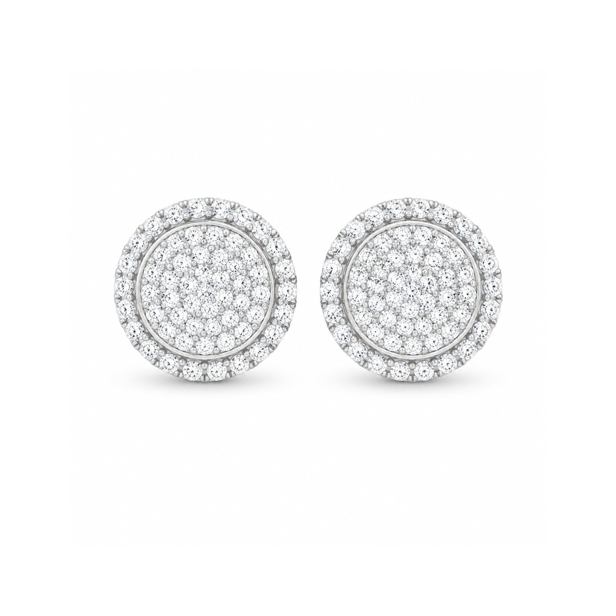 925 Sterling Silver Round Brilliant Zircon  Cluster Halo Stud Earrings