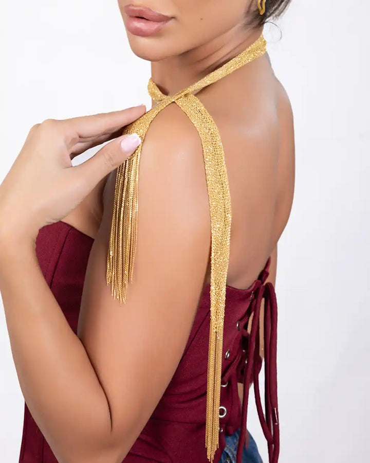 925 Sterling Silver Gold Tassel Necklace