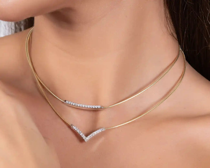 925 Sterling Silver V-Shaped Necklace