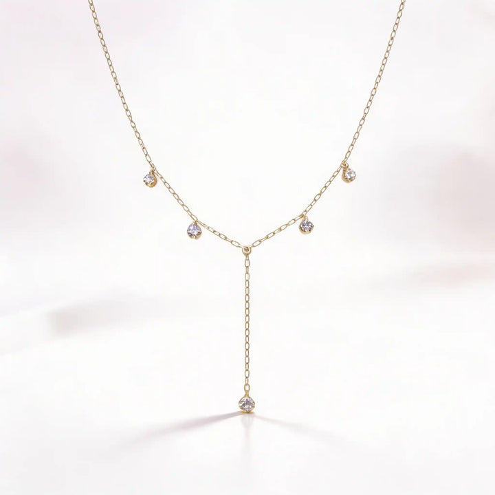 925 Sterling Silver Gold Plated Drop Y Necklace