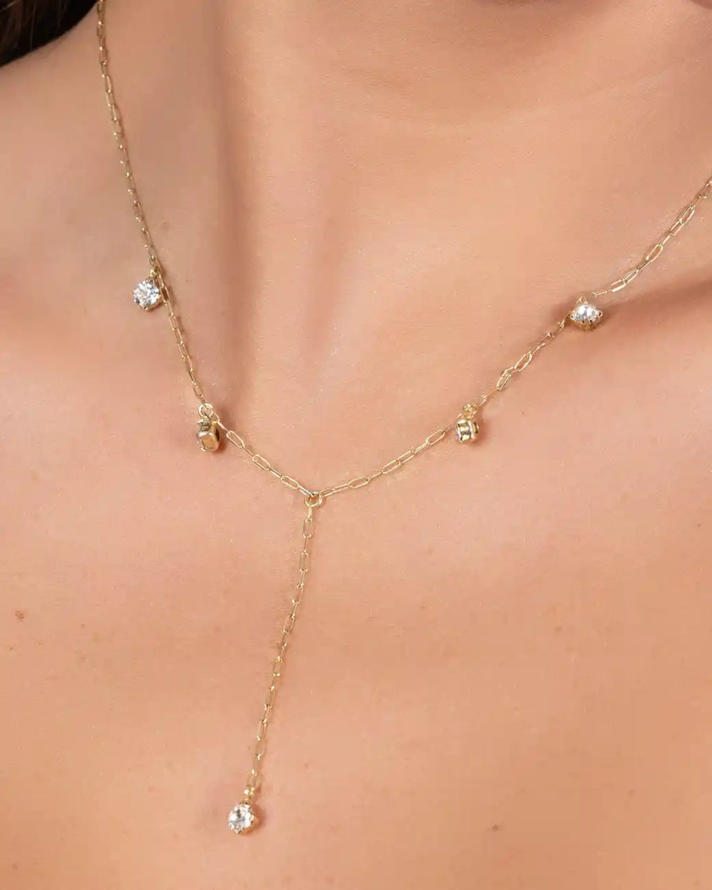 925 Sterling Silver Gold Plated Drop Y Necklace