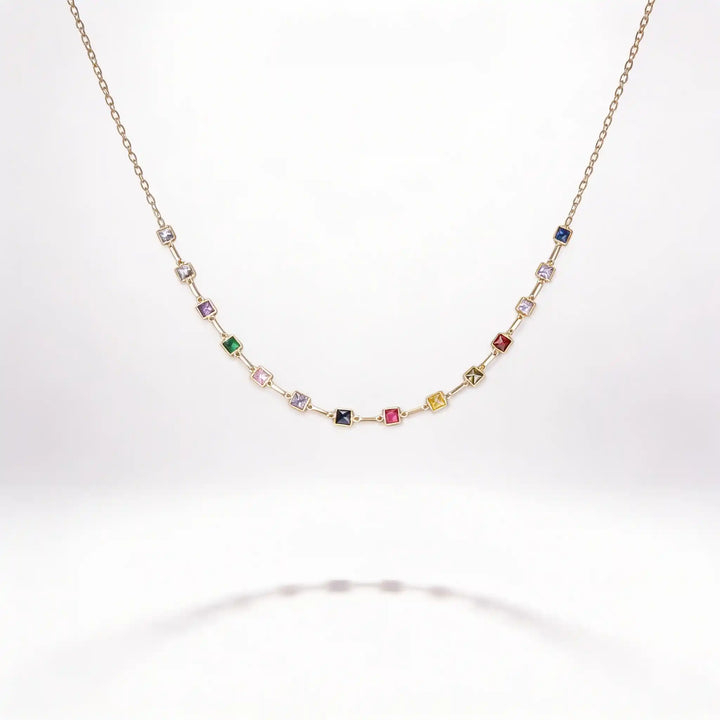 925 Sterling Silver Multi-Color Gemstone Necklace