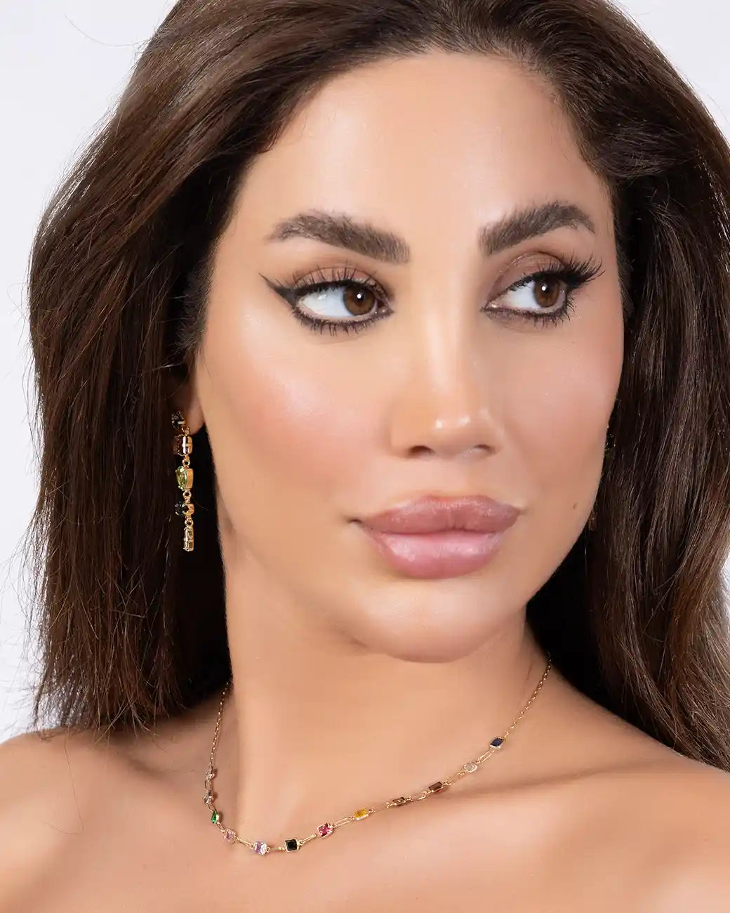 925 Sterling Silver Multi-Color Gemstone Necklace