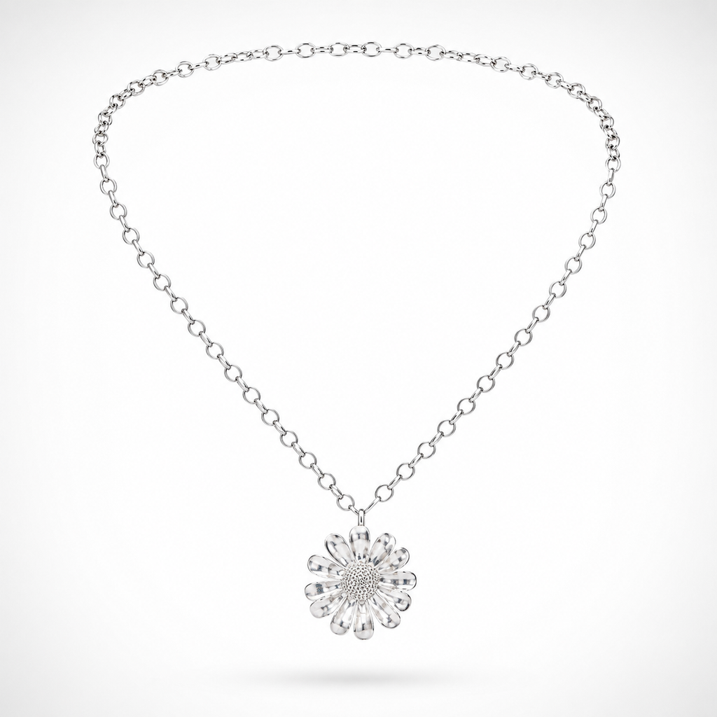 925 Sterling Silver Daisy Charm Necklace