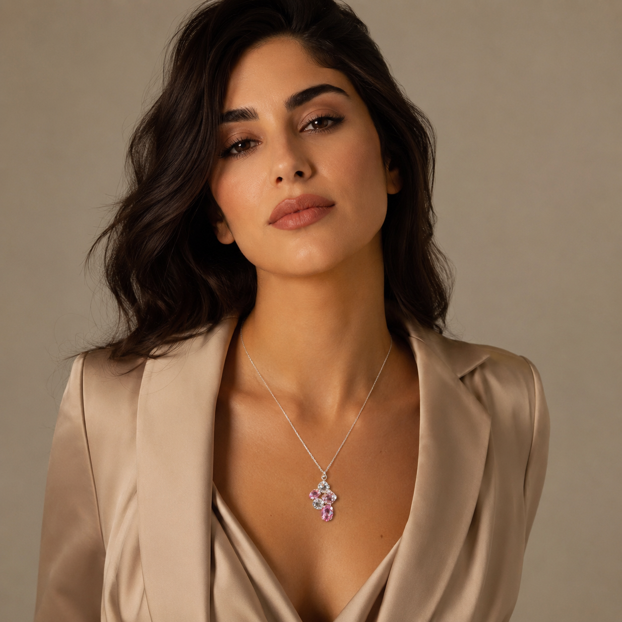 925 Sterling Silver Amethyst Cluster Pendant Necklace