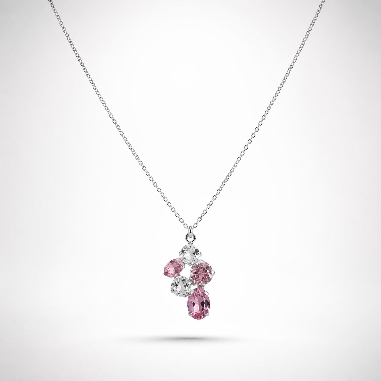 925 Sterling Silver Amethyst Cluster Pendant Necklace