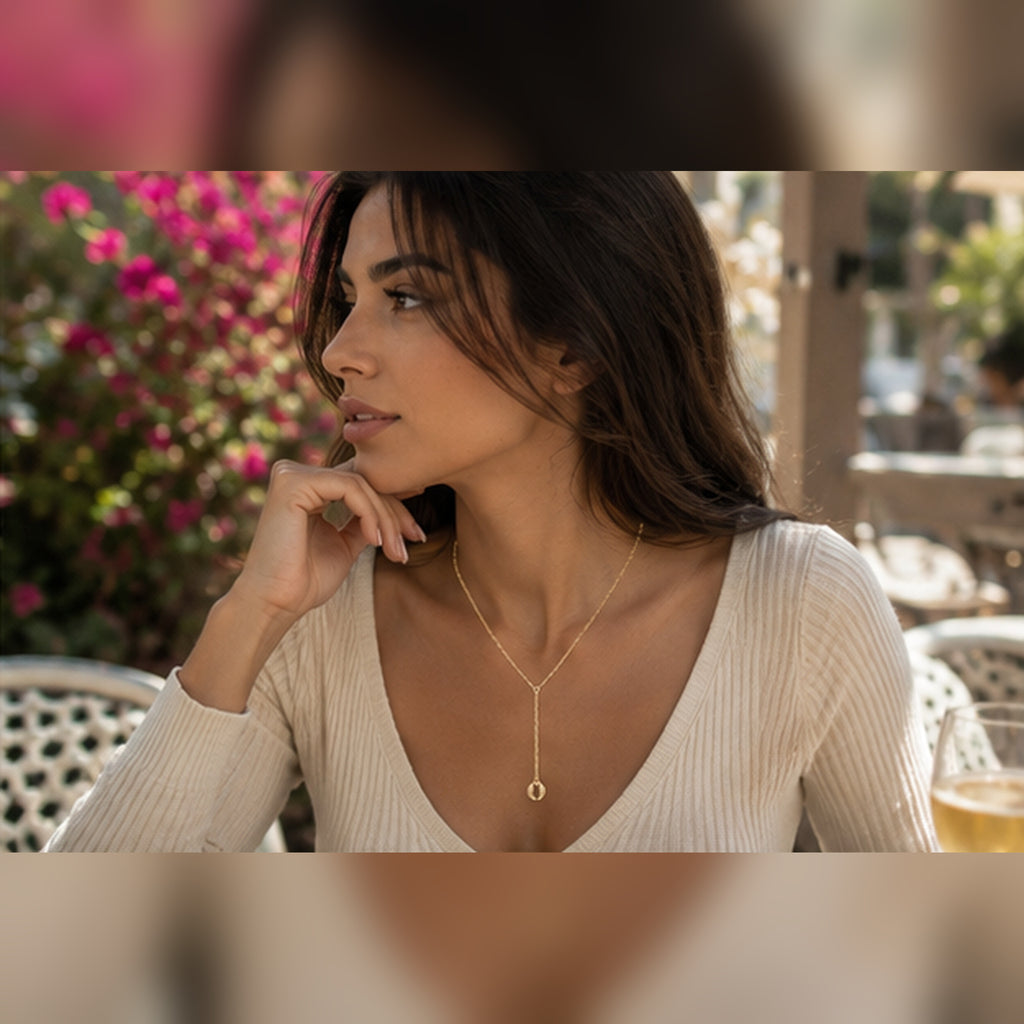 925 Sterling Silver Delicate Gold Plated Lariat Chain Necklace