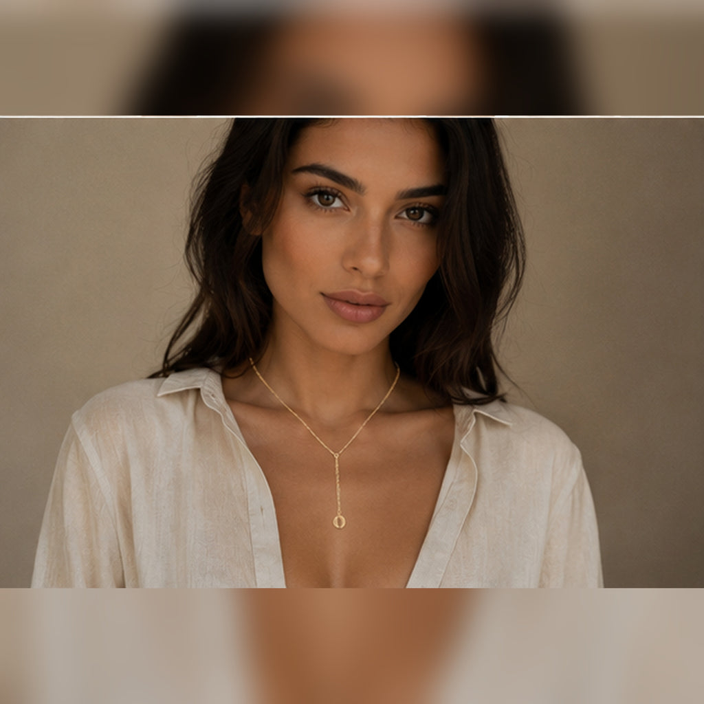 925 Sterling Silver Delicate Gold Plated Lariat Chain Necklace