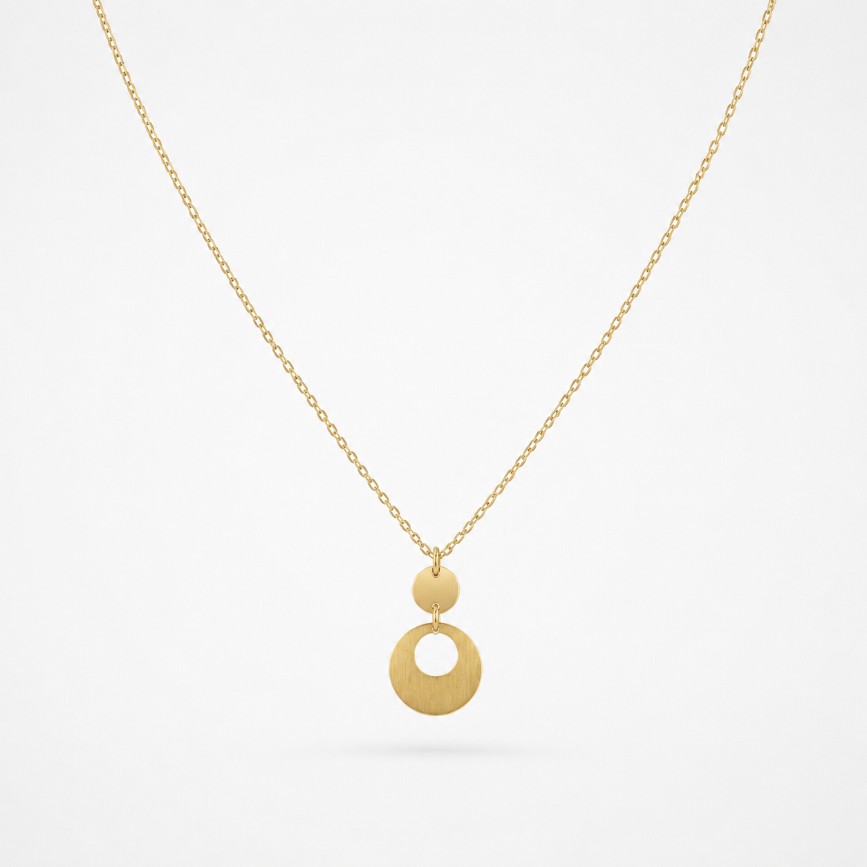 925 Sterling Silver Gold Plated Double Circle Pendant Necklace