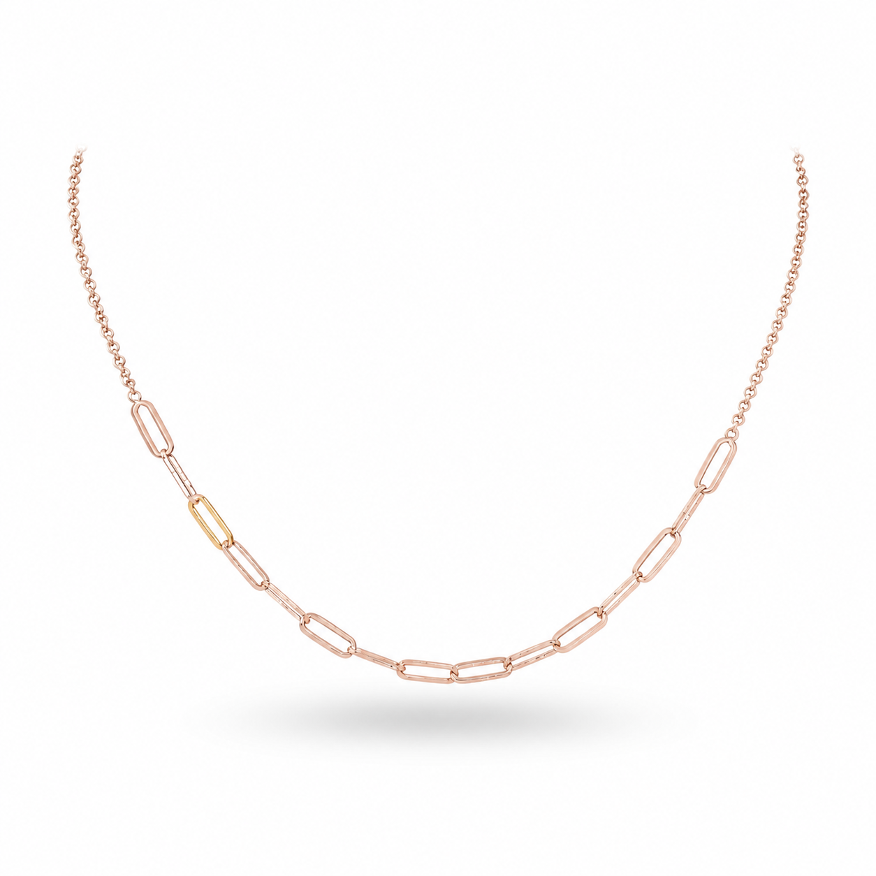 925 Sterling Silver Rose Gold Paperclip Link Chain Necklace