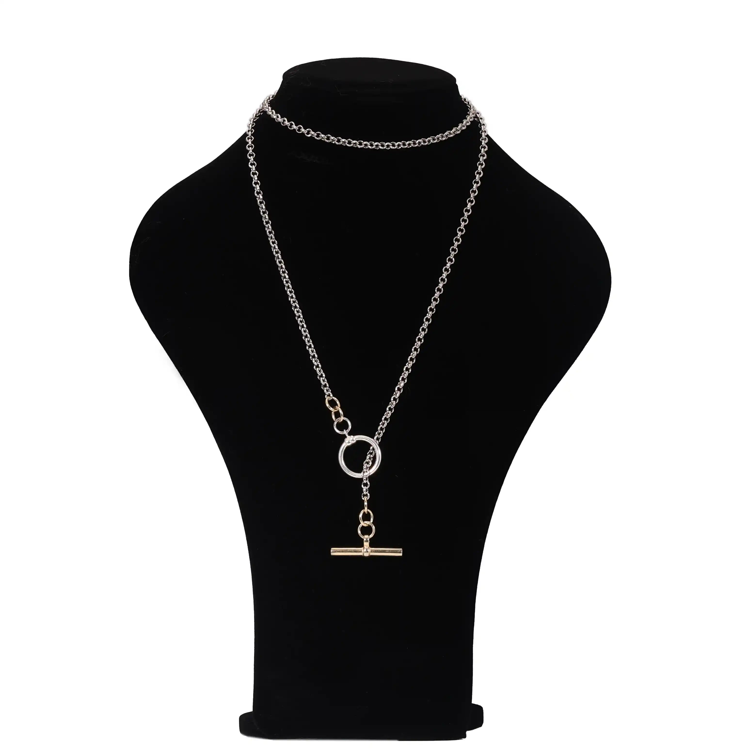 925 Sterling Silver Lariat Necklace with T-Bar Clasp
