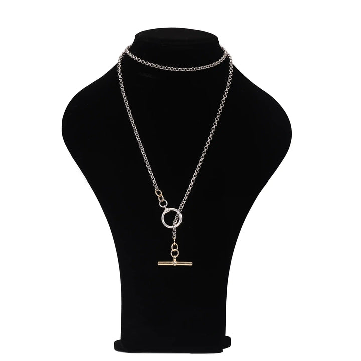 925 Sterling Silver Lariat Necklace with T-Bar Clasp