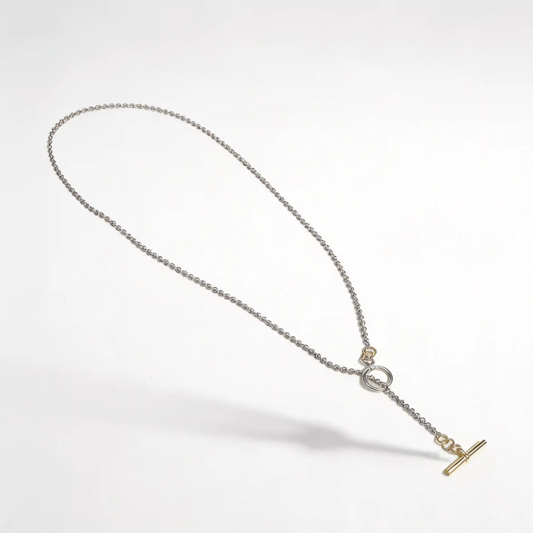 925 Sterling Silver Lariat Necklace with T-Bar Clasp