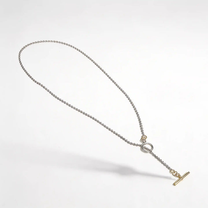 925 Sterling Silver Lariat Necklace with T-Bar Clasp