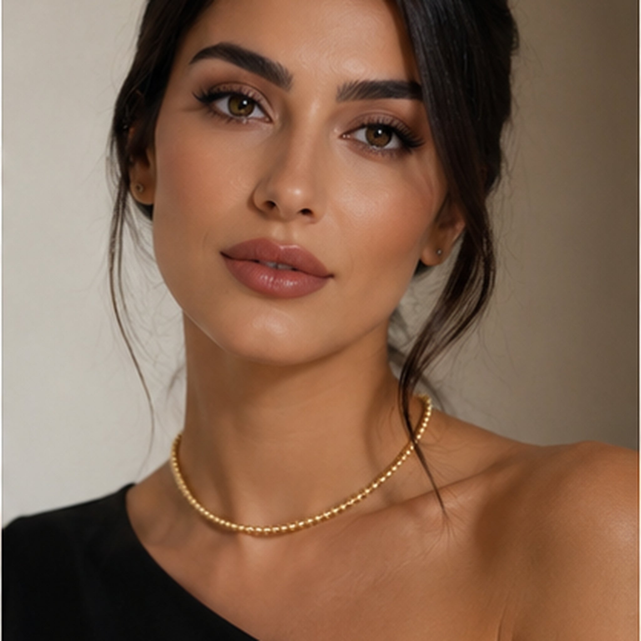 925 Sterling Silver Classic Gold Plated Beaded Necklace