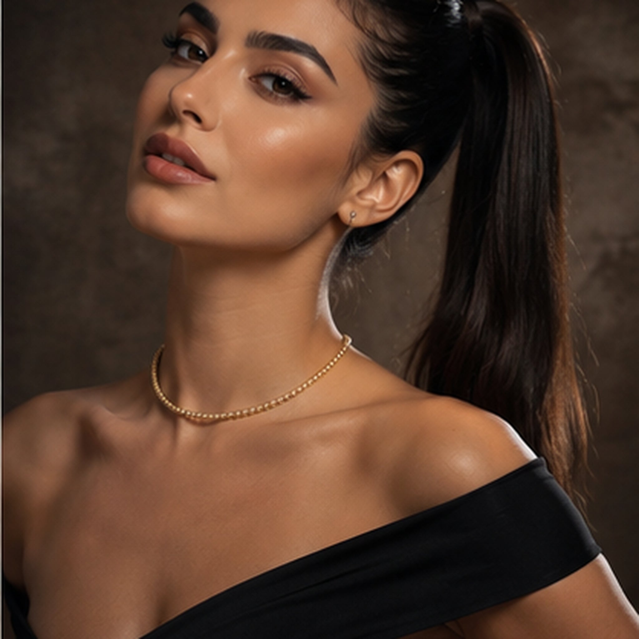925 Sterling Silver Classic Gold Plated Beaded Necklace