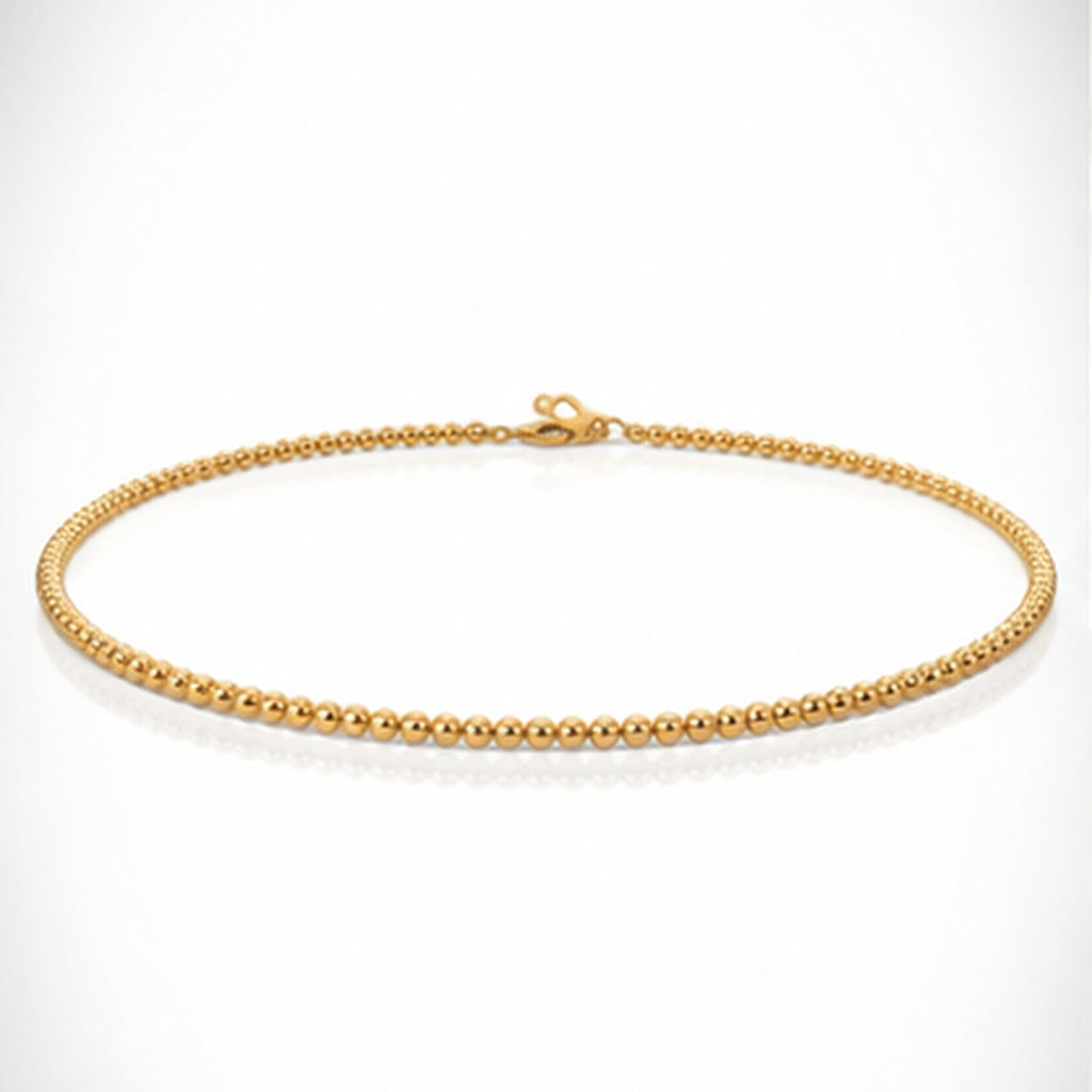925 Sterling Silver Classic Gold Plated Beaded Necklace