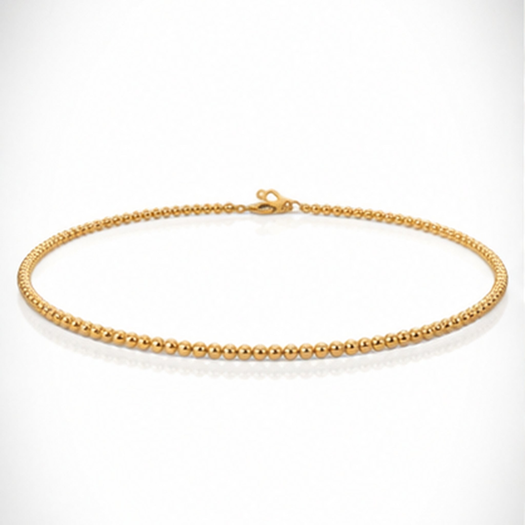925 Sterling Silver Classic Gold Plated Beaded Necklace