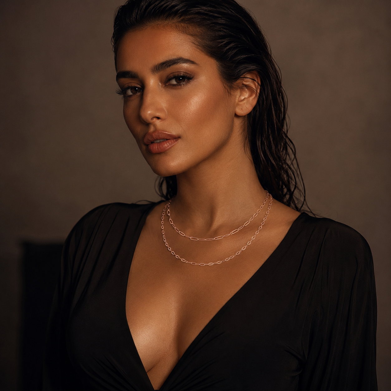 925 Sterling silver Rose Gold Plated Layered Paperclip and Cable Chain Necklace