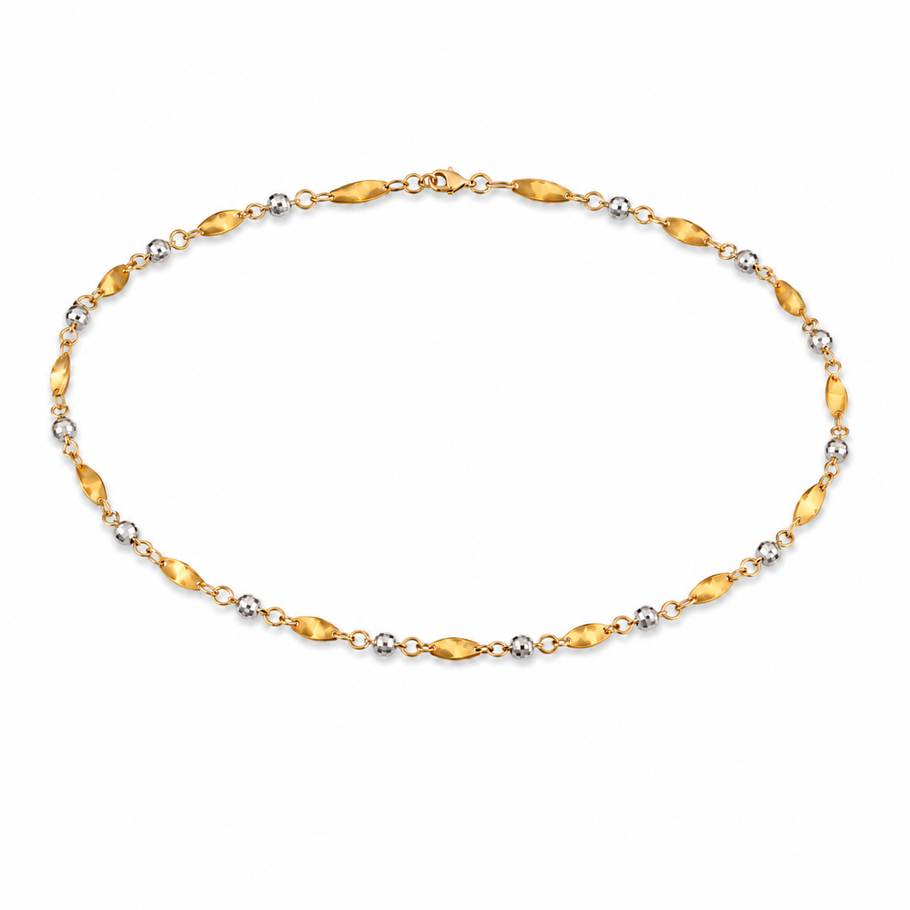 925 sterling Silver Two-Tone Textured Marquise Link Chain Necklace
