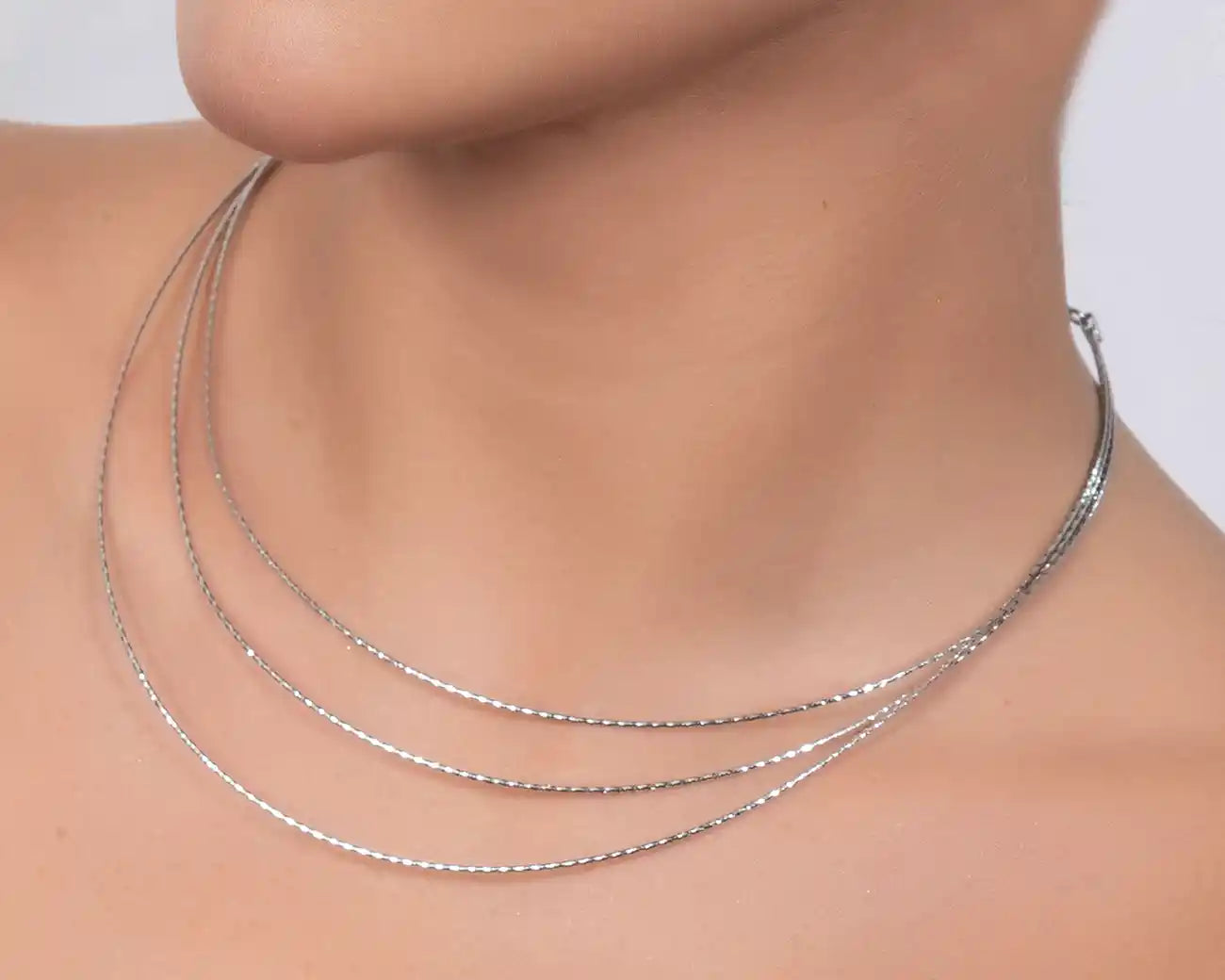 925 Sterling Silver Triple Layer Necklace