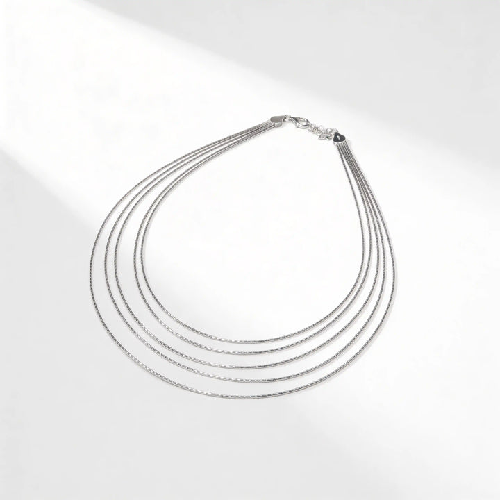 925 Sterling Silver Multi-Layer Chain Necklace