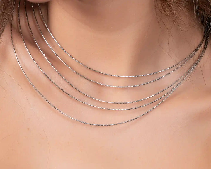 925 Sterling Silver Multi-Layer Chain Necklace